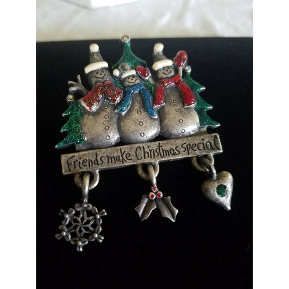 Pewter Christmas Brooch, "Friends Make Christmas Special" AJMC Brooch - Picture 2 of 10